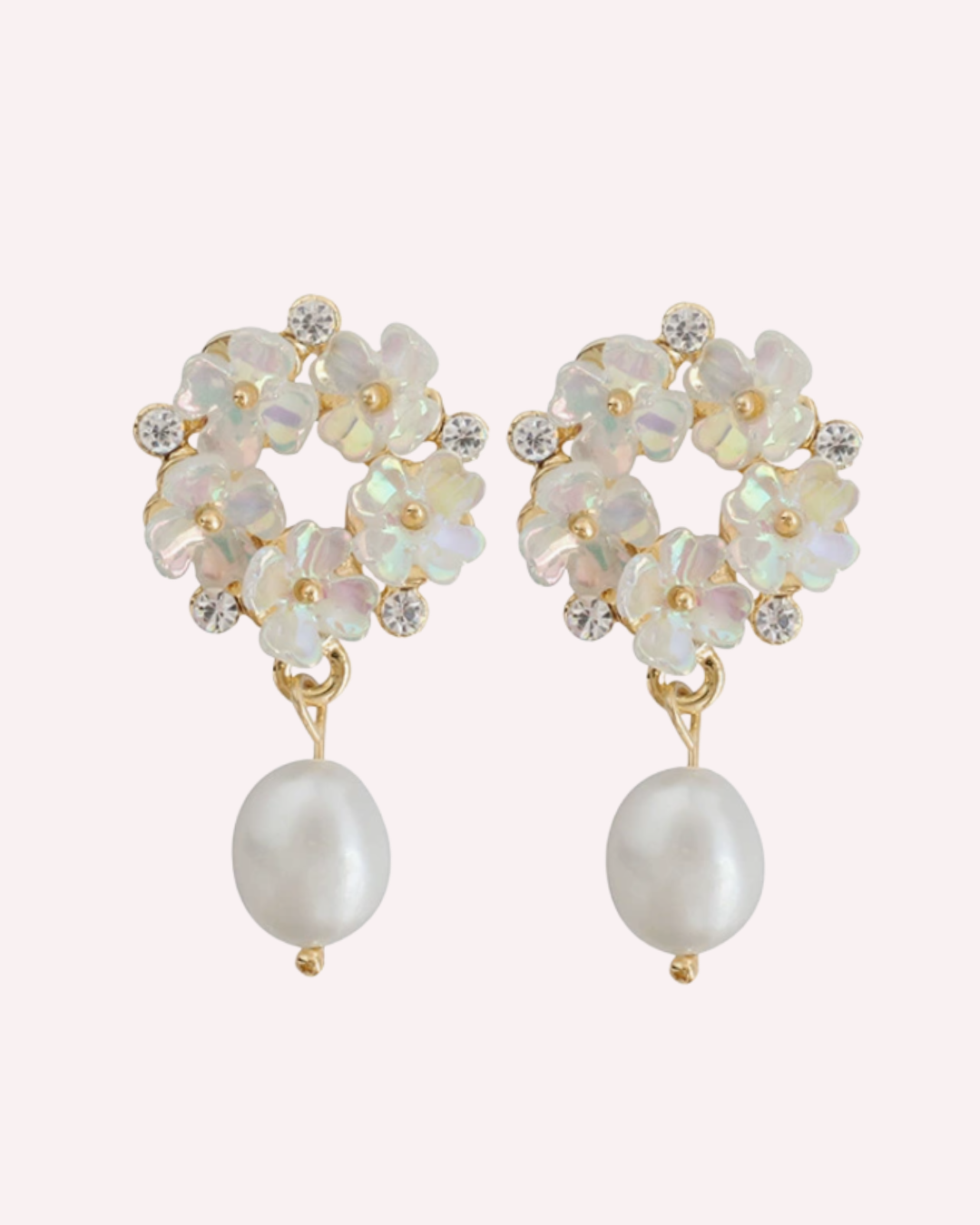 Floral Pearl & Crystal Drop Earrings